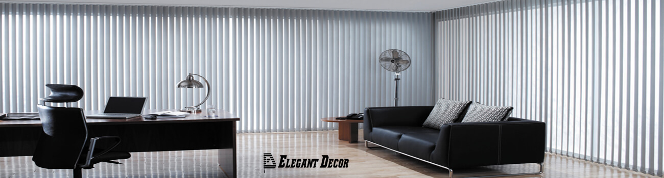 White vertical blinds for large windows